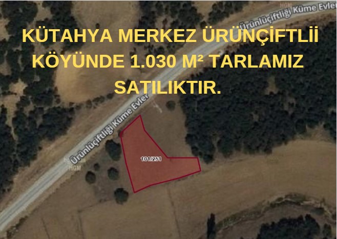KÜTAHYA MERKEZ ÜRÜNÇİFTLİĞİ  KÖYÜNDE 1.030 M² TARLAMIZ SATILIR. - KÜTAHYA MERKEZ fotoğraf 4